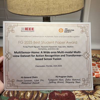 🇺🇸 Best Student Paper Award at IEEE FG 2025